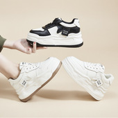 全牛皮厚底小白鞋 内增高休闲 加绒运动百搭爆款 女2025年秋冬季 新款