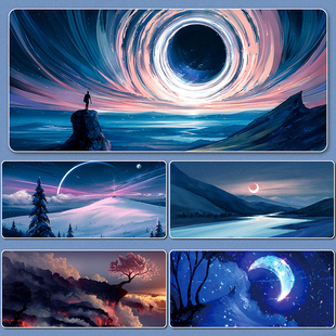 超大风景鼠标垫动漫简约ins风创意加厚锁边游戏办公宿舍防水桌垫