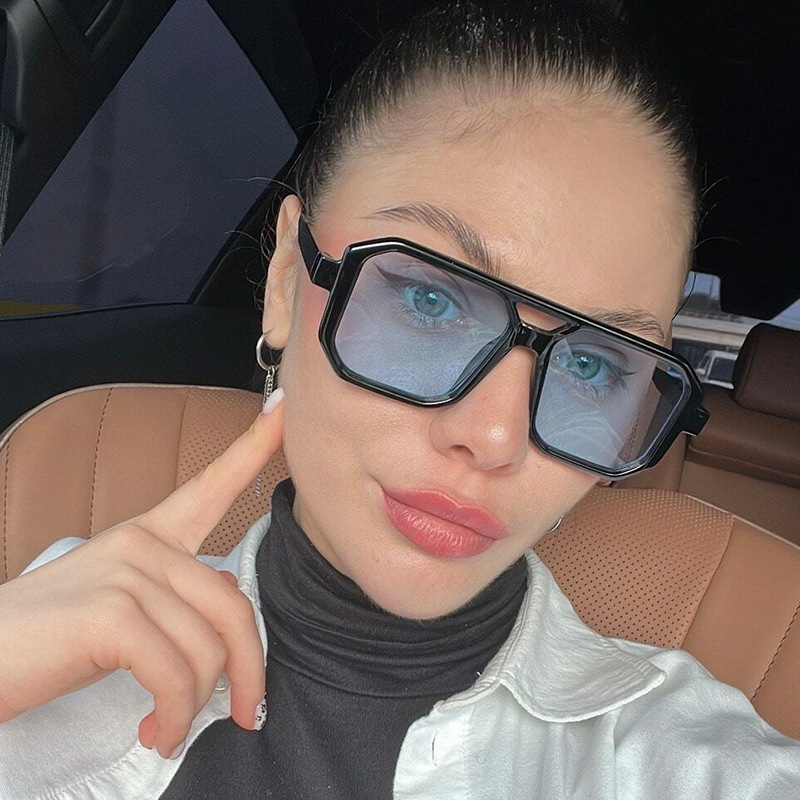欧美个性网红同款复古飞行员双梁太阳眼镜女时尚墨镜高级感男