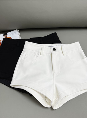 弹力小个子白色短裤女气质纯欲辣妹风包臀性感黑色热裤紧身休闲裤