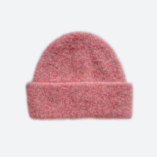 桐庐愿望针织自制%羊毛混纺纯色毛线帽女秋冬季双层无缝加厚显脸