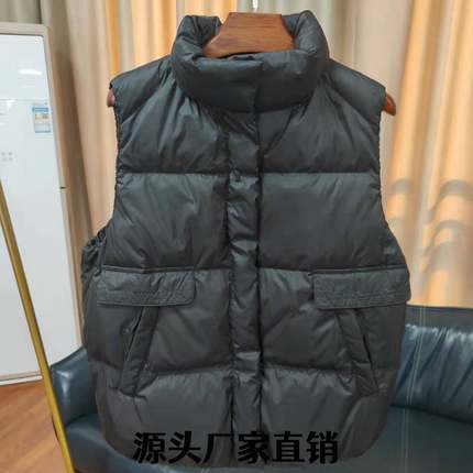 石狮市浪印户外羽绒服服马甲女新款单排扣韩版外穿立领马夹袖白鸭