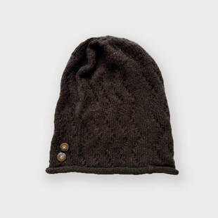 桐庐愿望针织小众设计师款纽扣堆堆帽显脸小羊毛混纺针织帽女秋冬