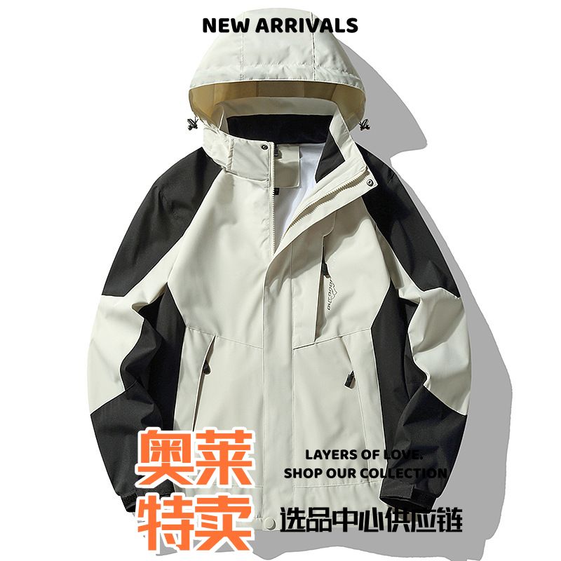 冲锋衣防风女款单衣防水绒面内里薄款登山服防风外套男款印制团购图片