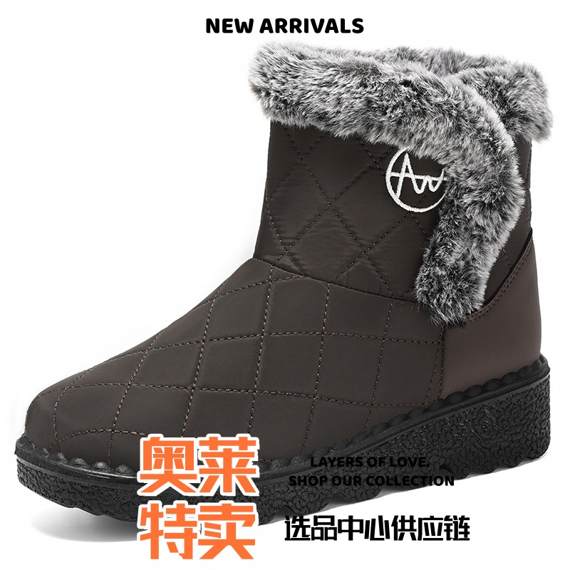东莞网面鞋不累脚女棉鞋新款防寒保暖高筒靴加绒加厚长靴高帮软底