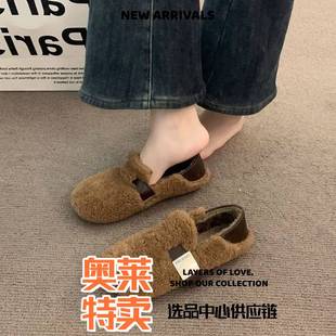 福建御园女鞋秋冬新款女鞋韩版流行豆豆鞋平底棉鞋时尚鞋