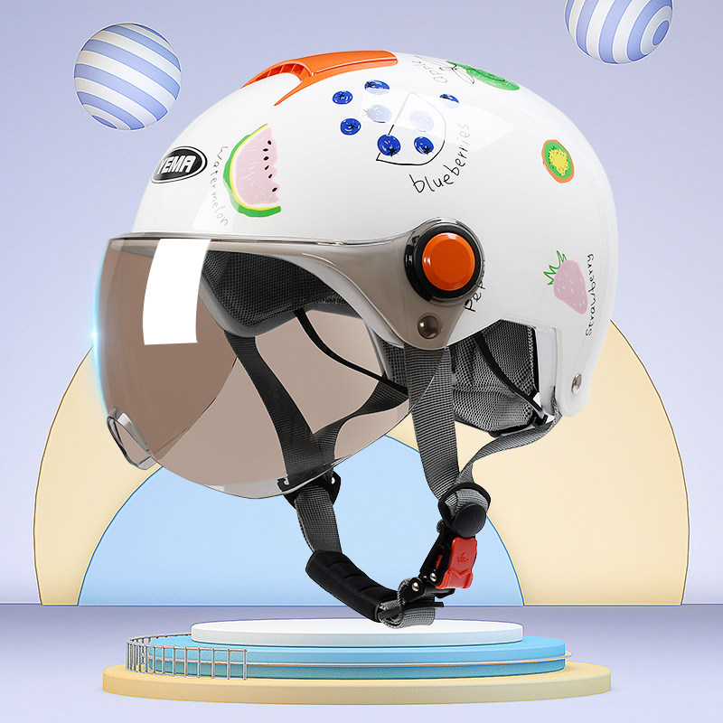 野马3C认证电动车儿童头盔可调节女孩夏季超轻男孩小孩半盔安全帽
