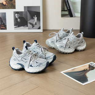 时尚高级感老爹鞋女2026春秋新款小个子百搭厚底增高休闲运动单鞋