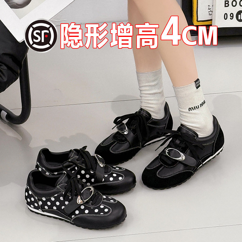波点小众内增高德训鞋女2026早春新款魔术贴金属扣休闲运动鞋女潮,女鞋,时尚休闲鞋,淘宝优惠券,粉丝福利购,淘宝优惠卷