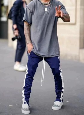 【现货】hzw自主非Fear of god第五季蓝白单边/双边校裤 定制定染