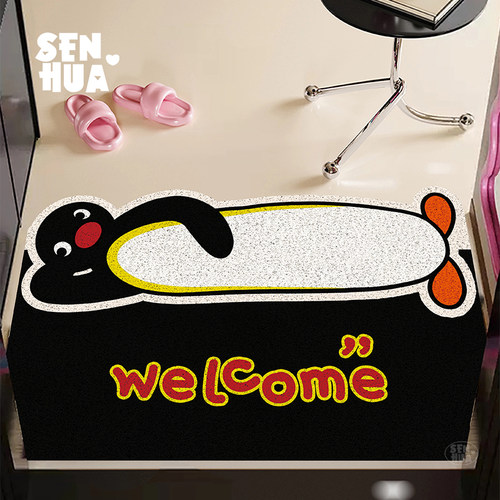 创意搞怪pingu入户门地垫耐脏易清洗脚垫玄关丝圈进门垫家用地毯