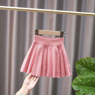 女童百褶裙2024新款 秋冬洋气短裙女孩百搭A字裙子 半身裙儿童春装