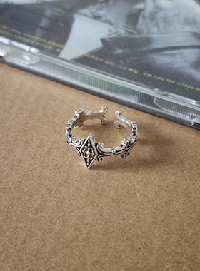 千叶泰银鸢尾十字菱形可调节戒指