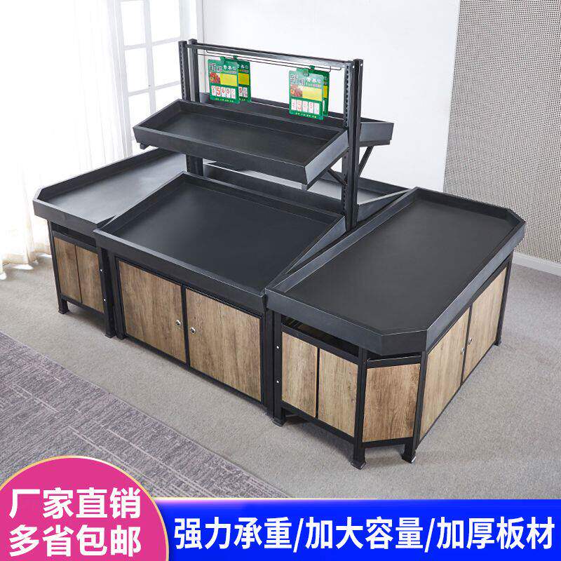 多功能超市水果货架展示架果蔬店架子中岛货架蔬菜架子钢木架新款
