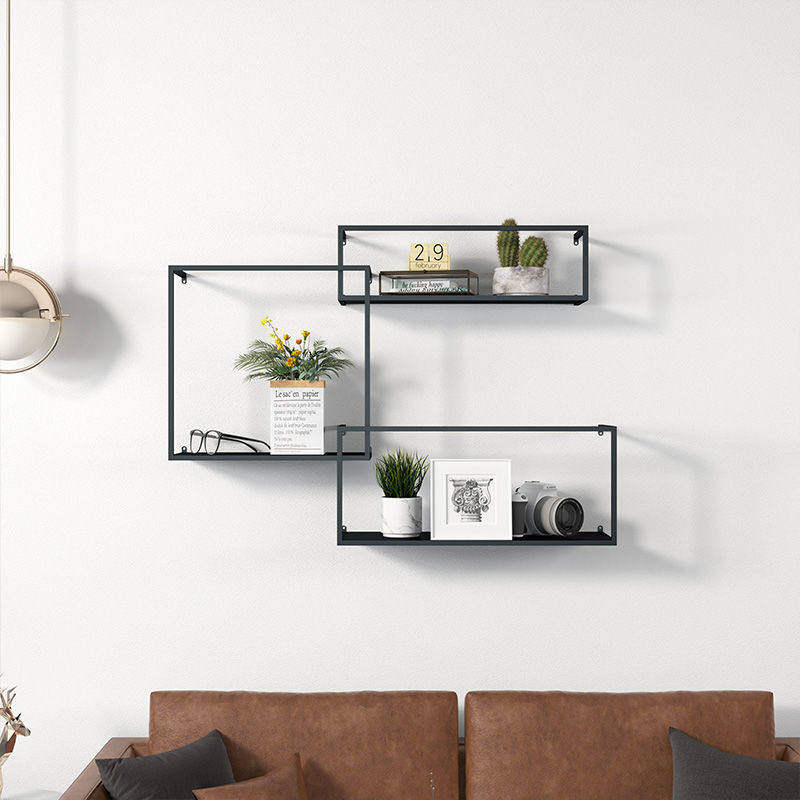 阶梯式铁艺置物架创意电视墙面上挂壁装饰阳台花架客厅卧室书架子