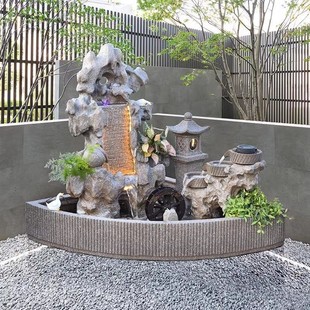 大型假山户外流水喷泉瀑布造景摆件室内花园庭院景观石办公室鱼池