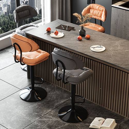 吧台椅现代简约旋转高脚凳家用靠背酒吧椅子收银台升降轻奢吧凳子