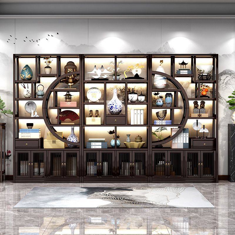 新中式博古架客厅隔断实木展示柜酒架子家用置物架茶具茶叶组合架,住宅家具,红木博古架,淘宝优惠券,粉丝福利购,淘宝优惠卷