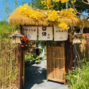 防腐木门楼庭院门头花园拱门实木景区室外大门别墅栅栏防腐木门头