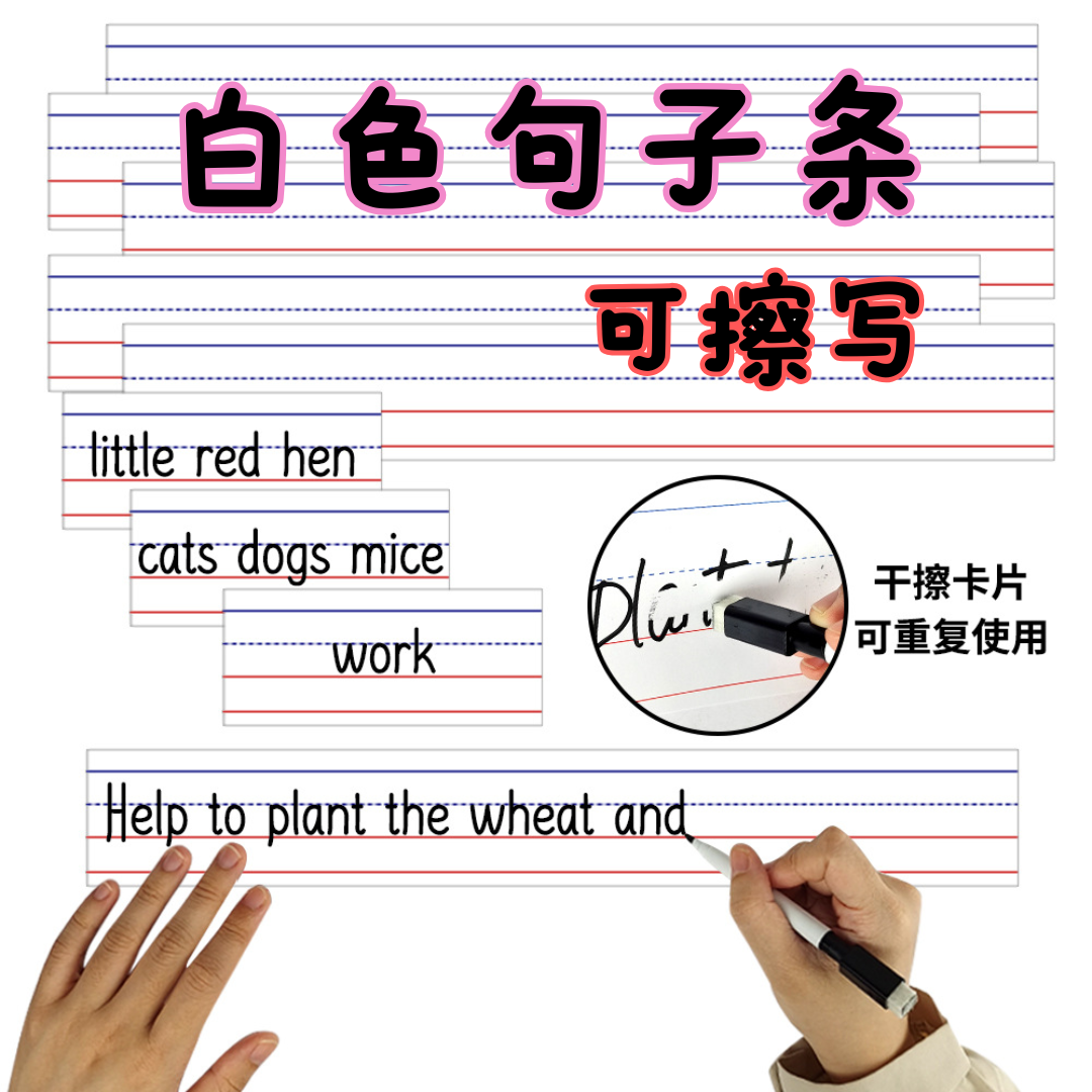 Sentence Strips干擦句子条划线句子条课堂英语单词句子条可擦写