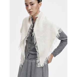 COMMEUNTISSU 牦牛绒羊毛流苏三角巾披肩围巾