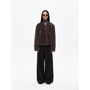 COMMEUNTISSU 毛绒短毛环保皮草外套