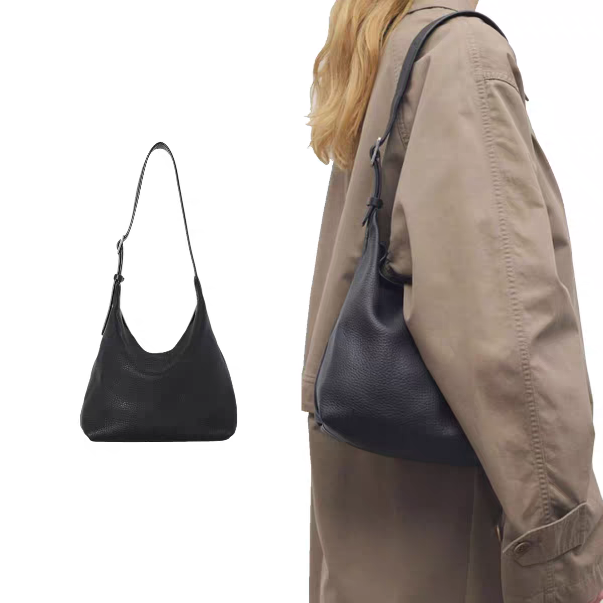 Isa真皮腋下hobo包小众托特包松弛感单肩女包高级感通勤包水桶包