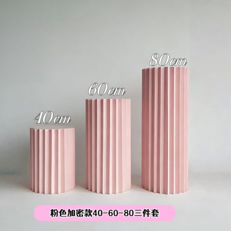 紫色折叠罗马柱甜品台圆柱路引婚庆道具商场橱窗直播间生日布置台