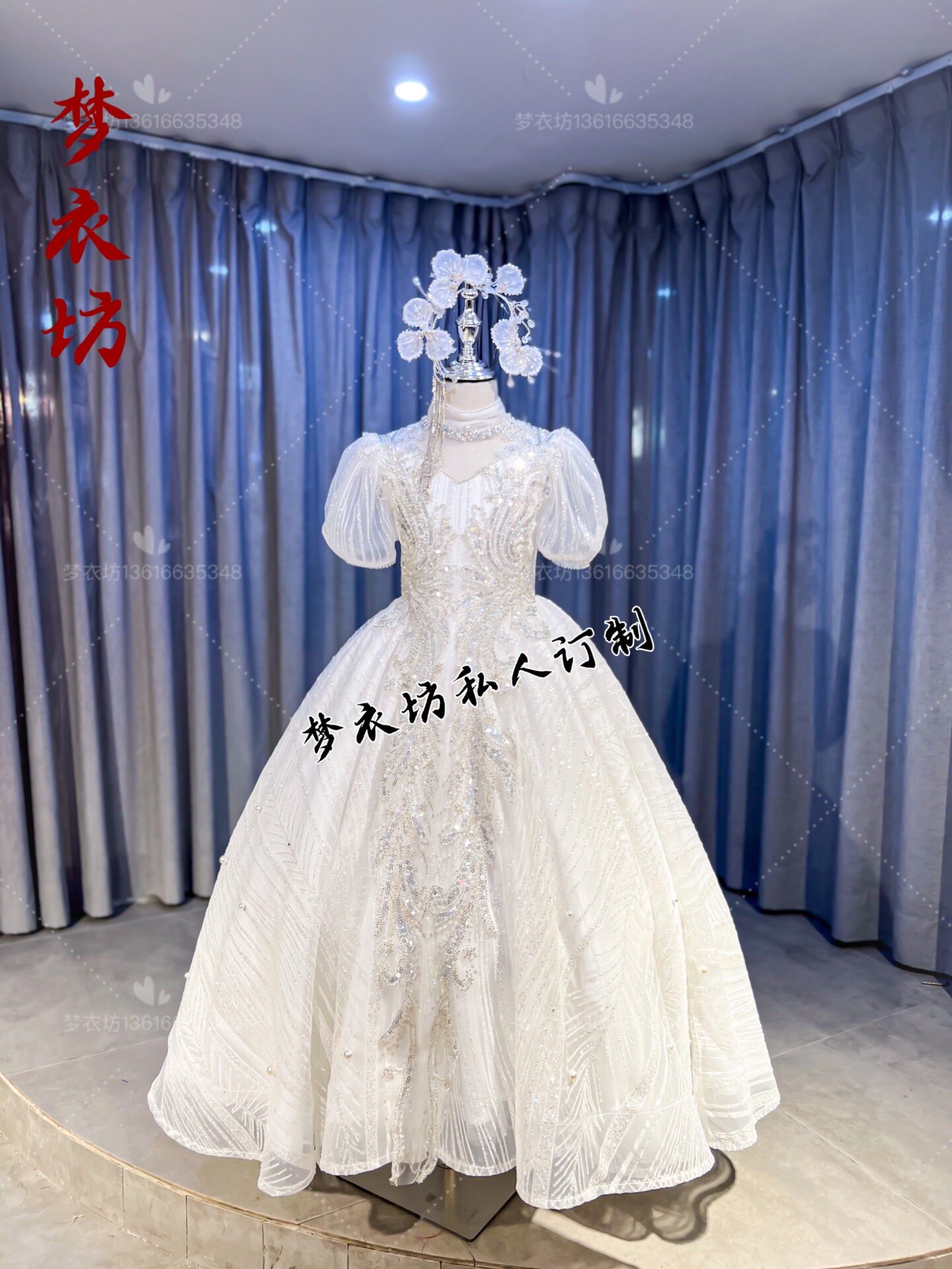 女童公主裙高端生日主持人气质小提琴钢琴演出服走秀晚礼服