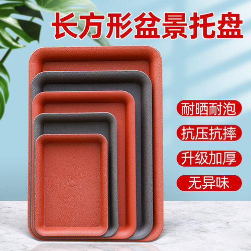 加厚花盆托盘长方形塑料接水盘多肉花托底盘树脂花盘盆景底座底托