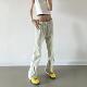美式 子潮流 嘻哈垂坠长裤 高街水洗浅黄泥排扣牛仔裤 男女潮牌春夏季