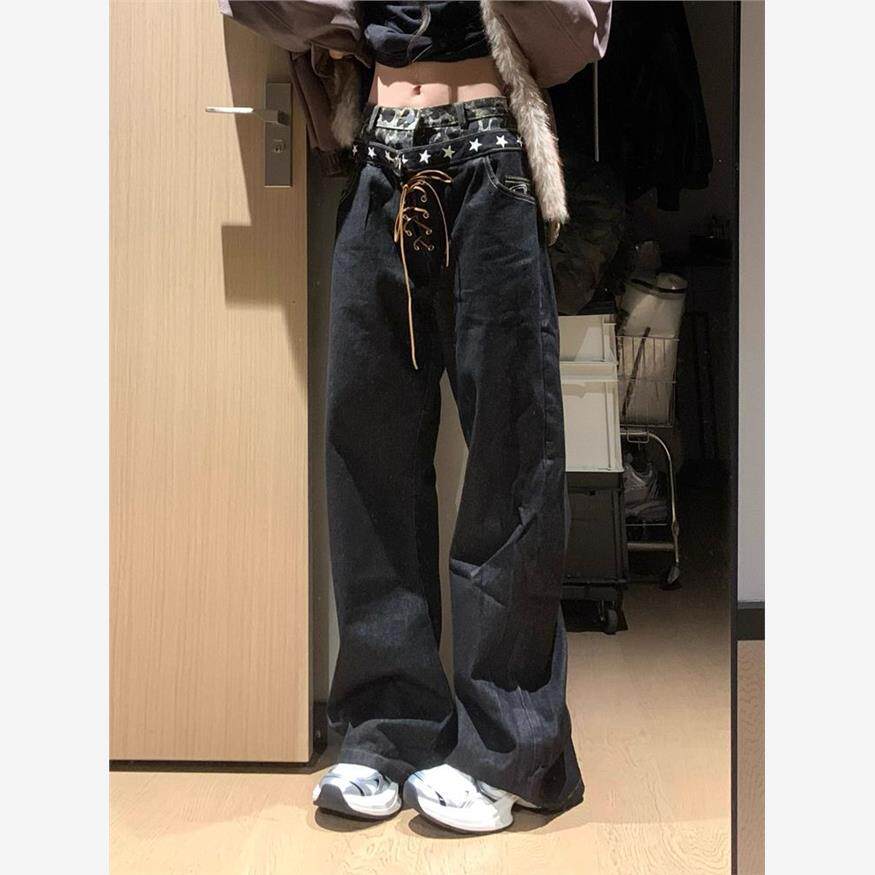 美式复古豹纹拼接假两件