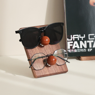 黑胡桃木实木创意眼镜放置架 墨镜陈列展示收纳架办公室高档床头