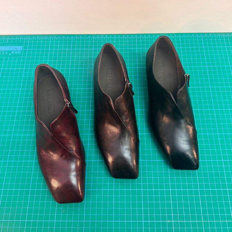 低跟深口真皮单鞋女大码2026春季新款复古通勤百搭增高方头小皮鞋,女鞋,深口单鞋,淘宝优惠券,粉丝福利购,淘宝优惠卷