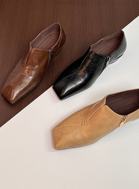 英伦风黑色小皮鞋粗跟深口单鞋女大码春季新款通勤简约百搭工作鞋