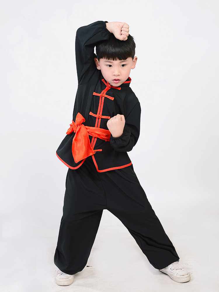 高档武术服儿童长袖幼儿太极训练武馆跆拳散打表演衣服少儿武术练