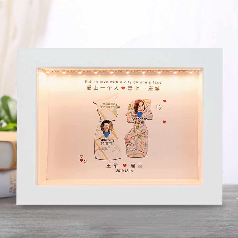 高档情侣异地军恋地图画定制送兵哥走心惊喜创意diy手工周年纪念