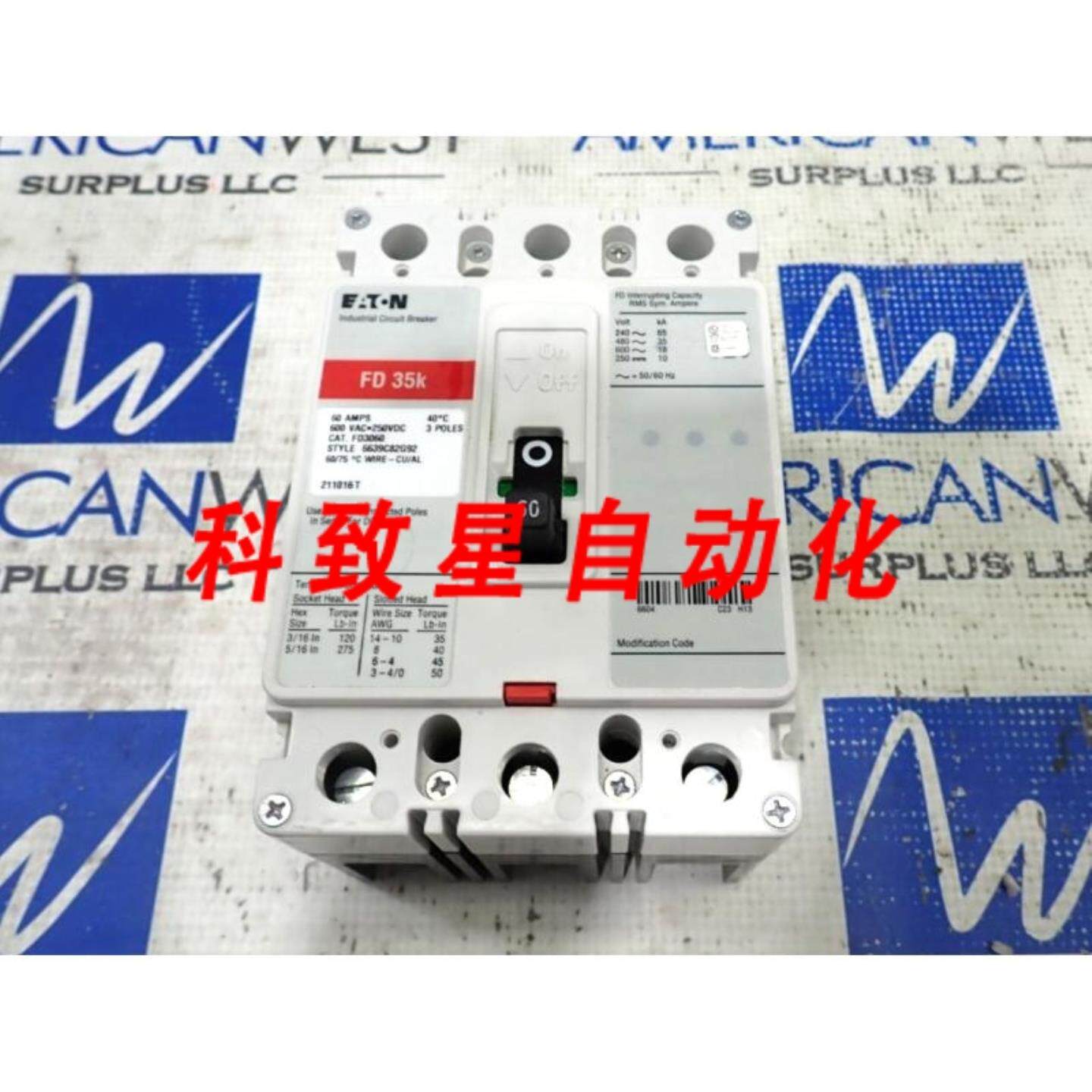 工业配件FD3060 3极60安培 600伏35KA 480V断路器