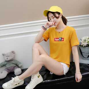 优质版夏季新品修身短袖T恤女套头9.9元韩版女装学院风学生班服潮