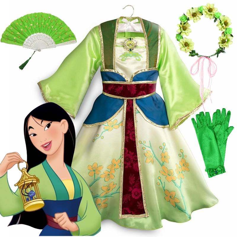 万圣节cos迪士尼儿童服装花木兰表演出服装公主裙古风汉服连衣裙图片