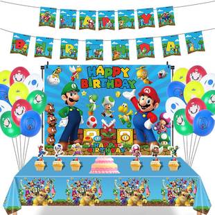 Birthday Party Decoration Super Background Theme Set Mario