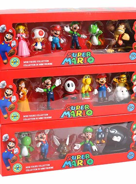 Super Mario Bros PVC Action Figure Toys Dolls Model Set Luig