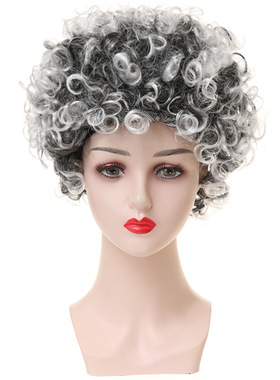 亚马逊开学100天灰色老爷爷假发老奶奶假发包租婆造型老婆婆假发