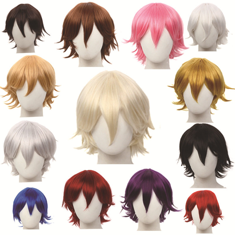 彩色原宿万用假发cos动漫二次元cosplay角色扮演假发收脸反翘假发