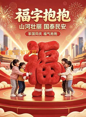 中秋节毛绒抱抱福装饰美陈