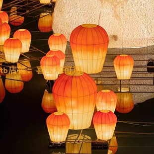 中秋节新中式孔明灯景区街道国庆节公园商场节日防水灯笼氛围装饰