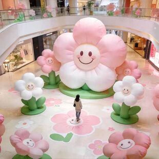 春季花朵气模商场户外活动装饰引流拍照打卡充气笑脸花朵