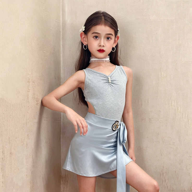 梵蒂恺夏季新款网红少儿拉丁舞服女童练功服高级感演出舞蹈服套装