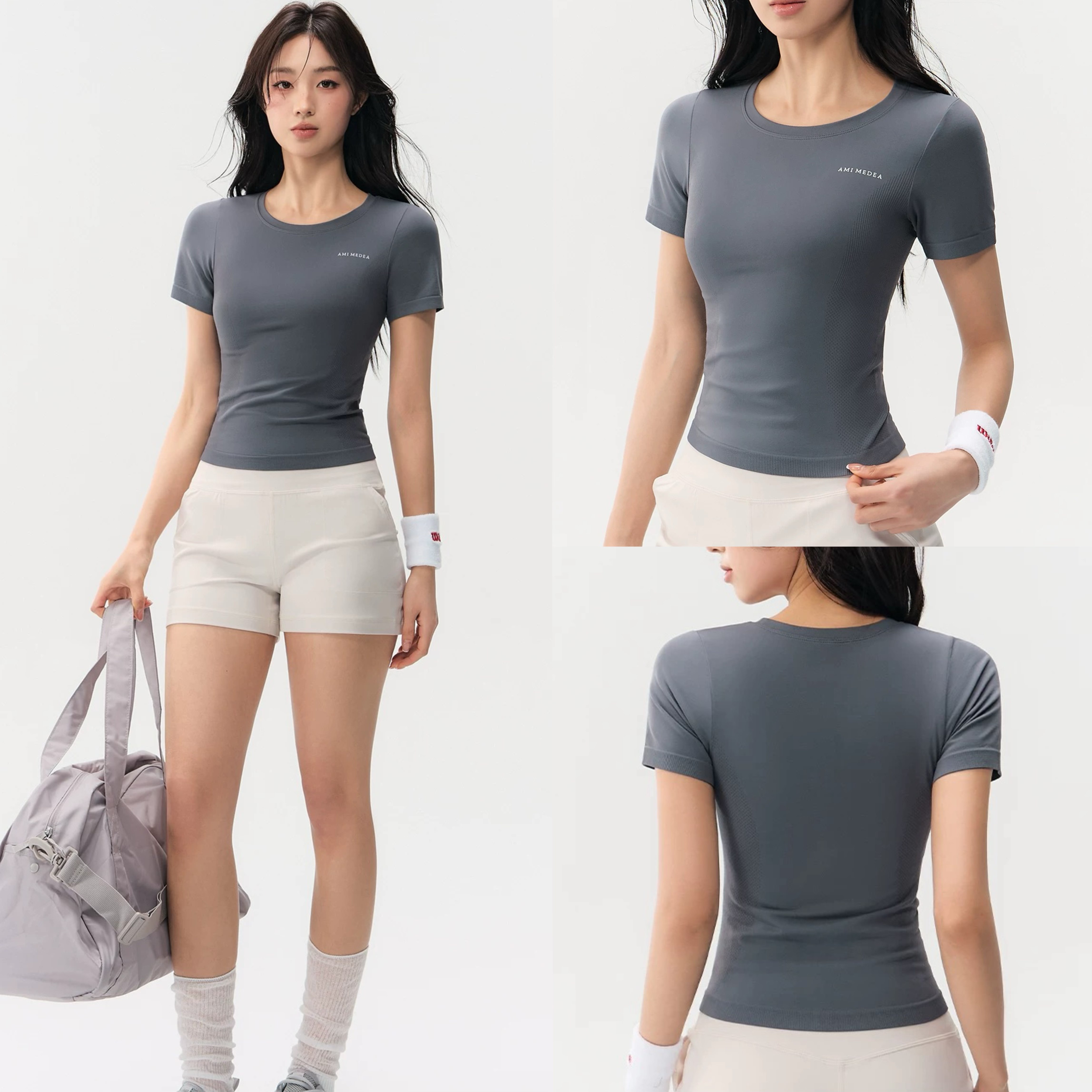 运动短袖显瘦速干薄款健身服弹力紧身跑步T恤透气排汗瑜伽上衣女