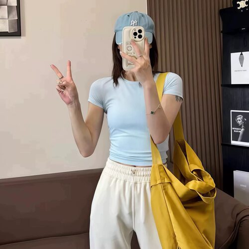 夏季无胸垫透气速干瑜伽T恤女